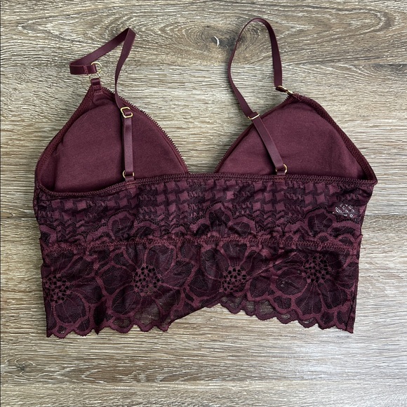 Aerie Lace Longline Bralette Set – White & Burgundy | Size S/P - Picture 3 of 9